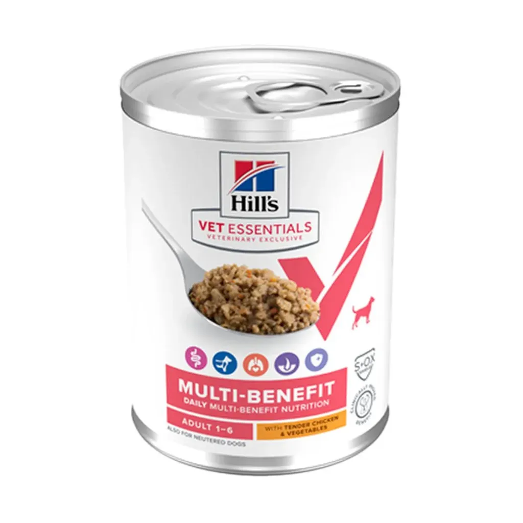 [12523] HILL'S VET ESSENTIALS Adult 1-6 au poulet & légumes pour chien - 12 Boîtes de 363 g