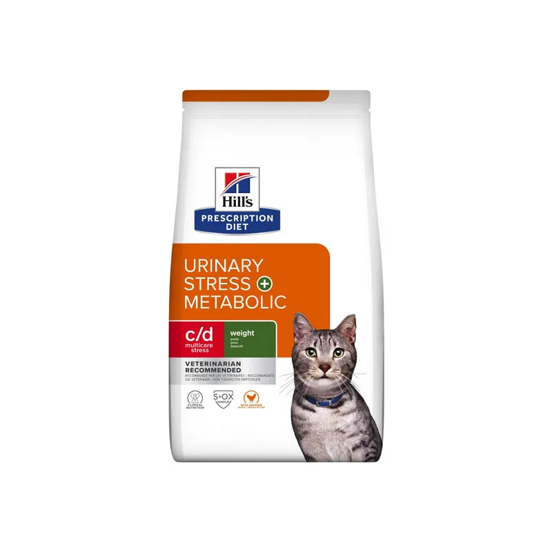 HILL'S PRESCRIPTION DIET c/d Urinary Stress + Metabolic Urinary + Weight Care au poulet pour chat - Sac de 1,5 kg