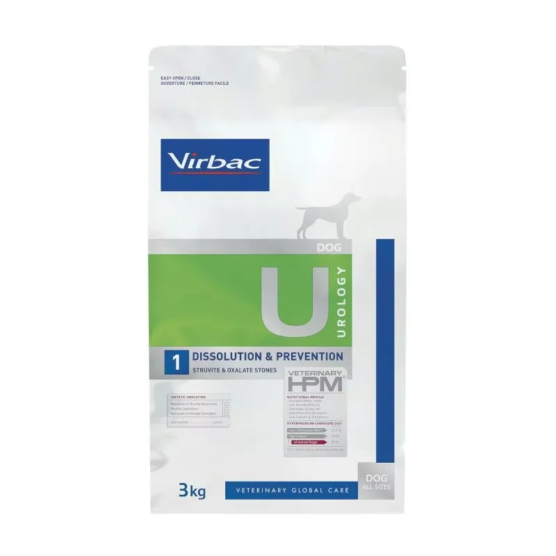 [VIRB-91] VIRBAC VETERINARY HPM U Urology 1 Dissolution & Prevention Struvite & Oxalate Crystals pour chien - Sac de 3 kg