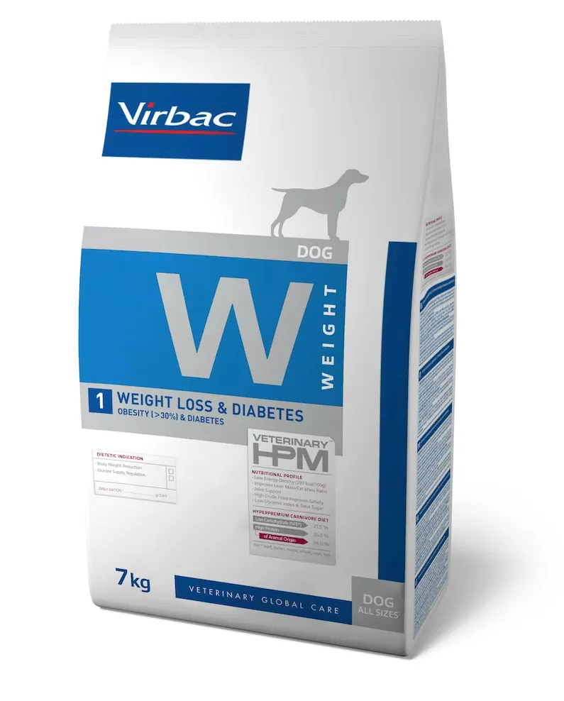 VIRBAC VETERINARY HPM W Weight 1 Weight Loss & Diabetes pour chien - Sac de 7 kg