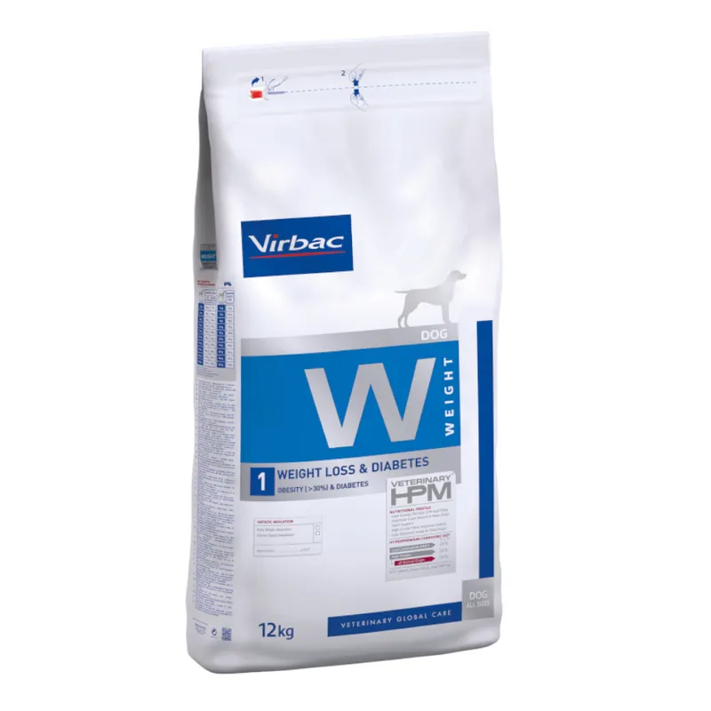 VIRBAC VETERINARY HPM W Weight 1 Weight Loss & Diabetes pour chien - Sac de 12 kg
