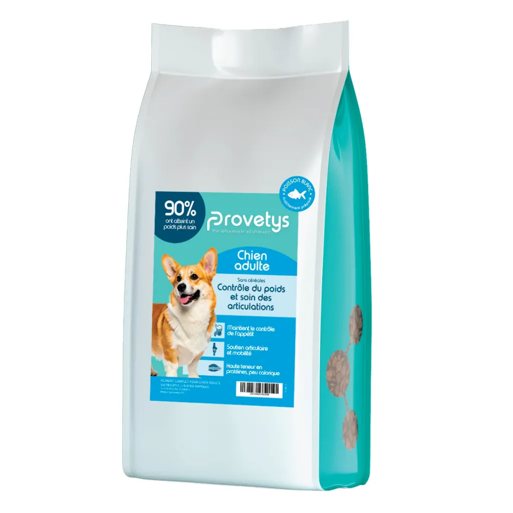 Croquettes Provetys Chien - Contrôle du poids et soin des articulations au Poisson Blanc 1,5kg