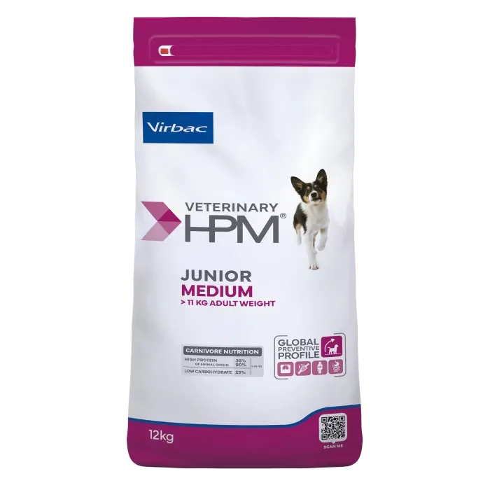 VIRBAC VETERINARY HPM Medium Junior 7 à 18 mois pour chien 12Kg