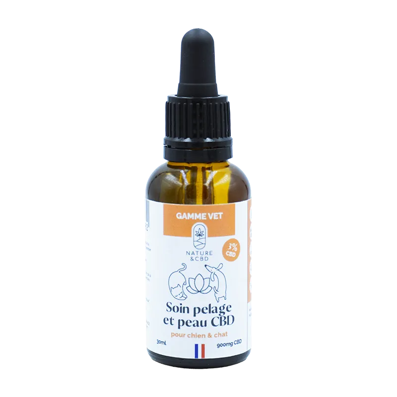 Soin pelage et peau chien et chat CBD 3% - Gamme Vet