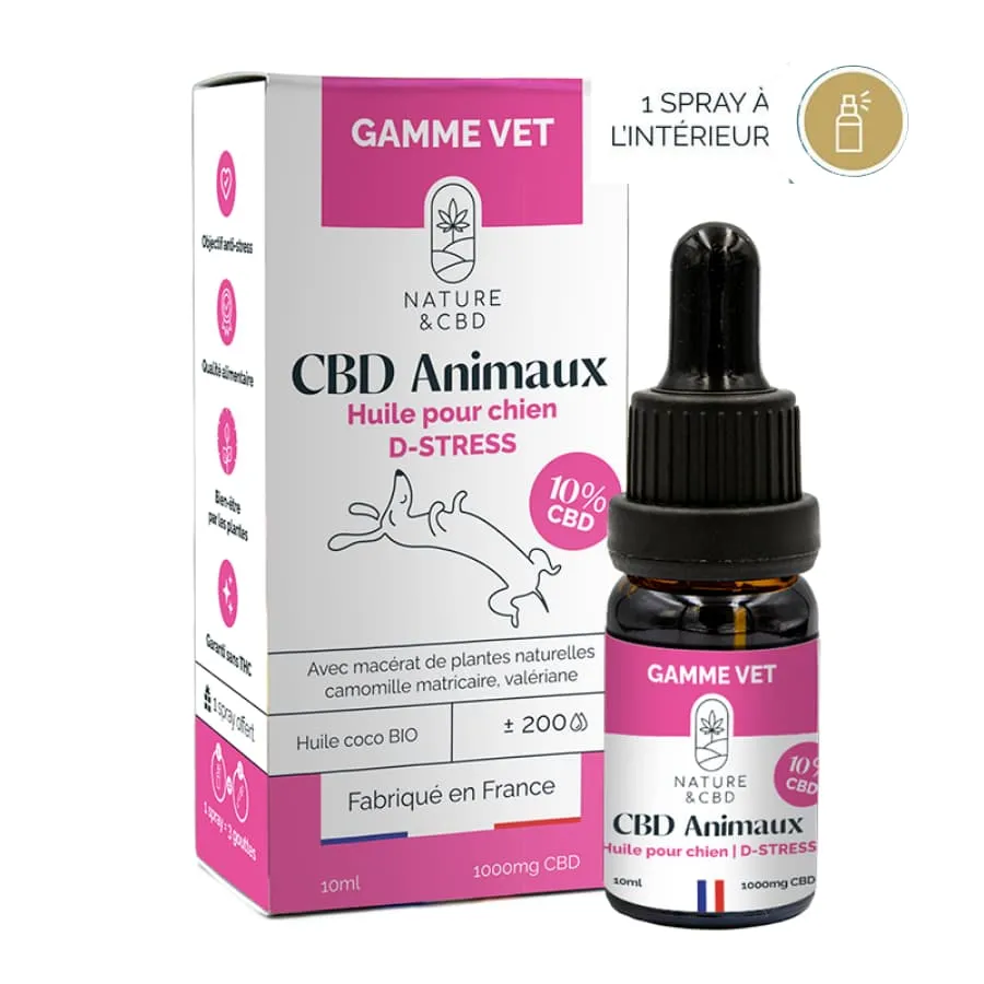 Huile CBD D-STRESS chien 10% - Gamme Vet