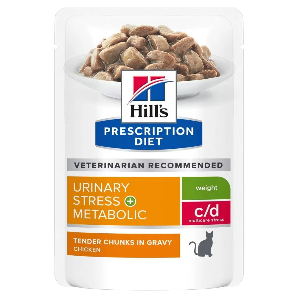 [12783] HILL'S PRESCRIPTION DIET c/d Urinary Stress + Metabolic Urinary + Weight Care au poulet pour chat - 12 sachets de 85 g