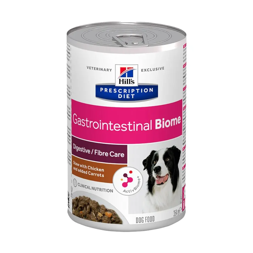 [13238] HILL'S PRESCRIPTION DIET Gastrointestinal Biome Digestive / Fibre Care Mijoté au poulet & Carottes pour chien - 12 boîtes de 354 g