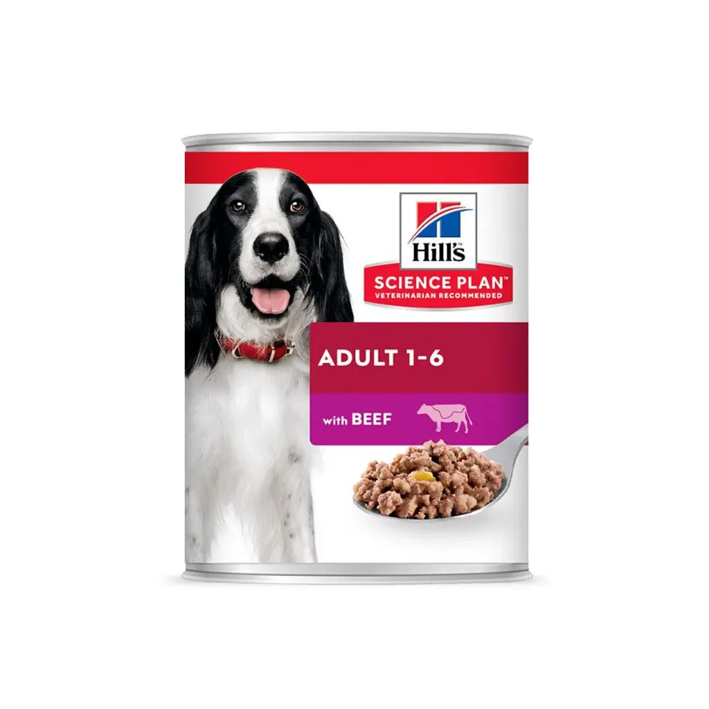HILL'S SCIENCE PLAN Adult 1-6 au boeuf pour chien - 12 boîtes de 370 g