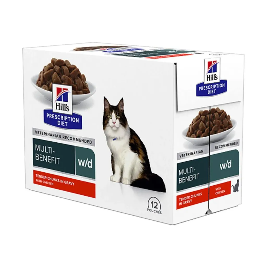 HILL'S PRESCRIPTION DIET Multi-Benefit w/d au poulet pour Chat - 12 sachets de 85 g