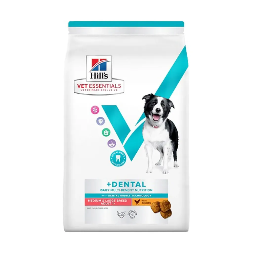 [15835] HILL'S VET ESSENTIALS +Dental Daily Multi-Benefit Medium & Large Breed Adult 1+ au poulet pour chien - Sac de 10 kg