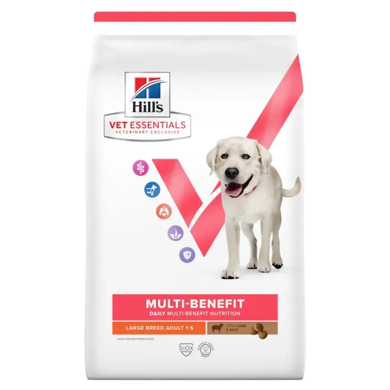 [15847] HILL'S VET ESSENTIALS Multi-Benefit Large Breed Adult 1-5 à l'agneau & riz pour chien - Sac de 14 kg