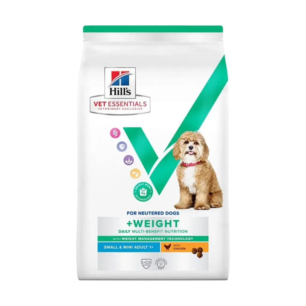 HILL'S VET ESSENTIALS For Neutered Dogs +Weight Daily Multi-Benefit Small & Mini Adult 1+ au poulet pour chien - Sac de 6 kg