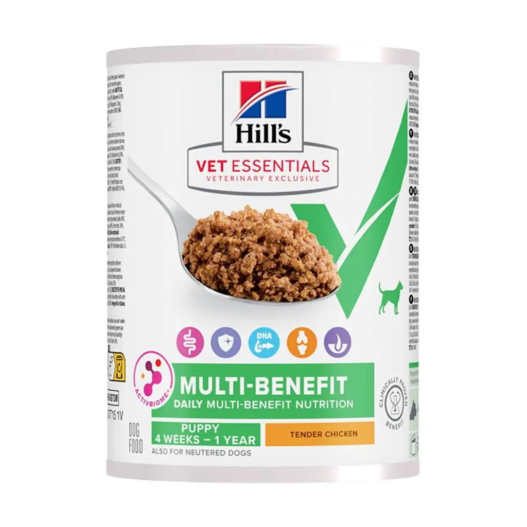 [16137] HILL'S VET ESSENTIALS Multi-Benefit Puppy 4 weeks - 1 Year au poulet pour chien - 12 boîtes de 363 g