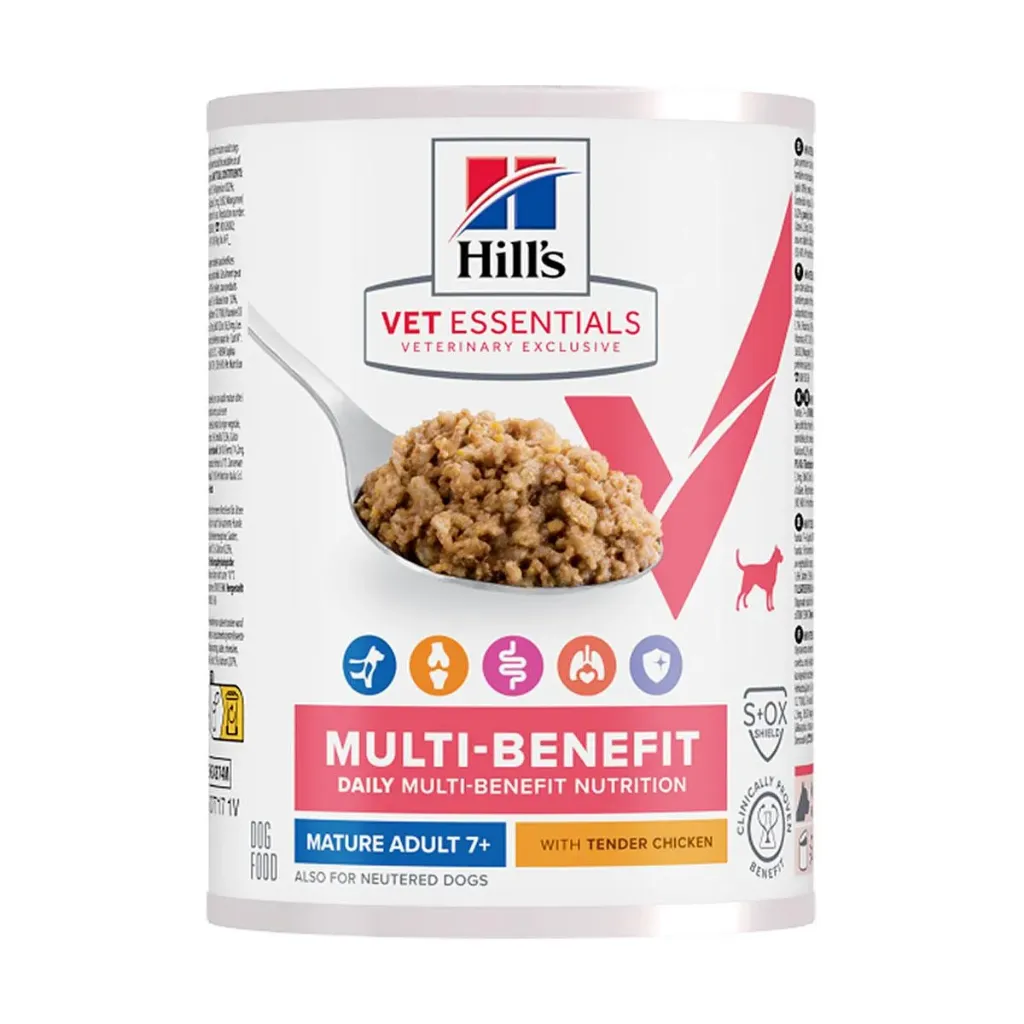 [16138] HILL'S VET ESSENTIALS Multi-Benefit Mature Adult 7+ au poulet pour chien - 12 boîtes de 363 g