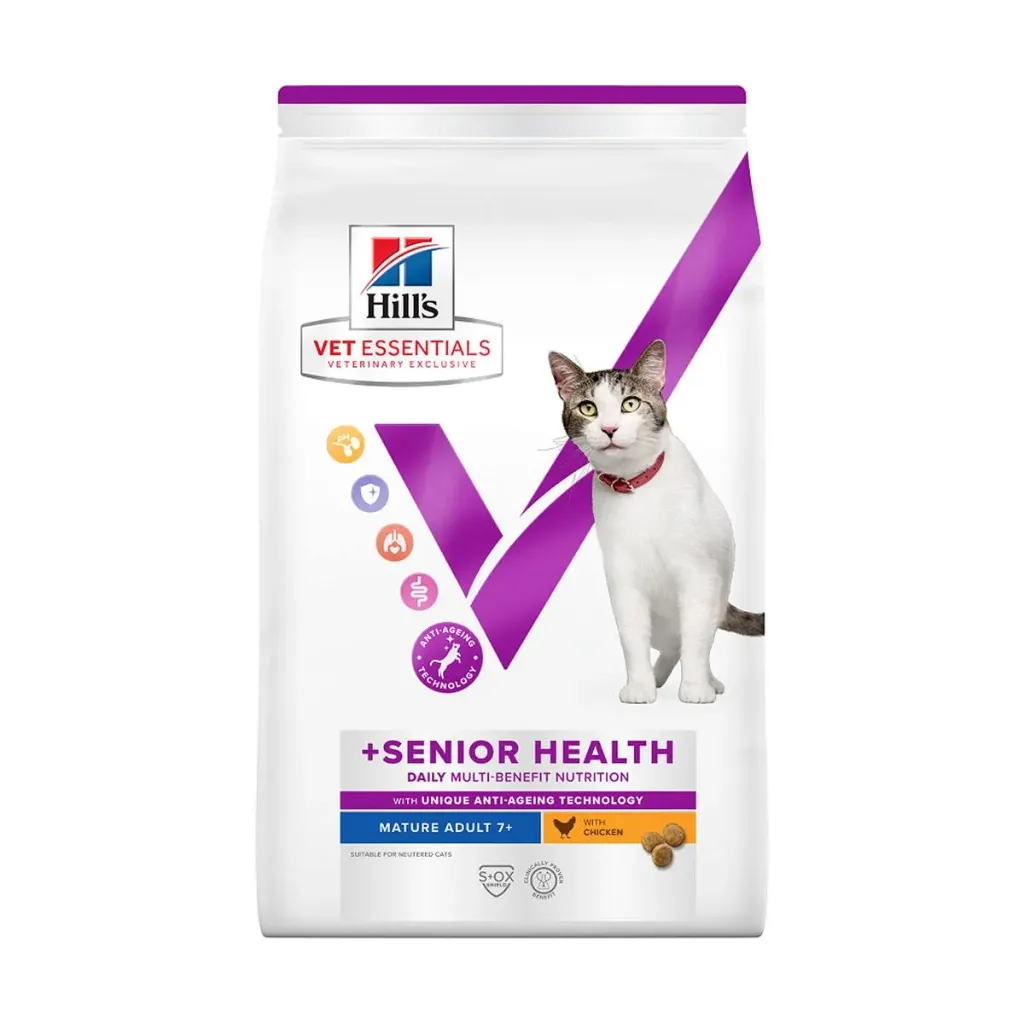 HILL'S VET ESSENTIALS +Senior Health Daily Multi-Benefit Mature Adult 7+ au poulet pour chat - Sac de 1,5 kg