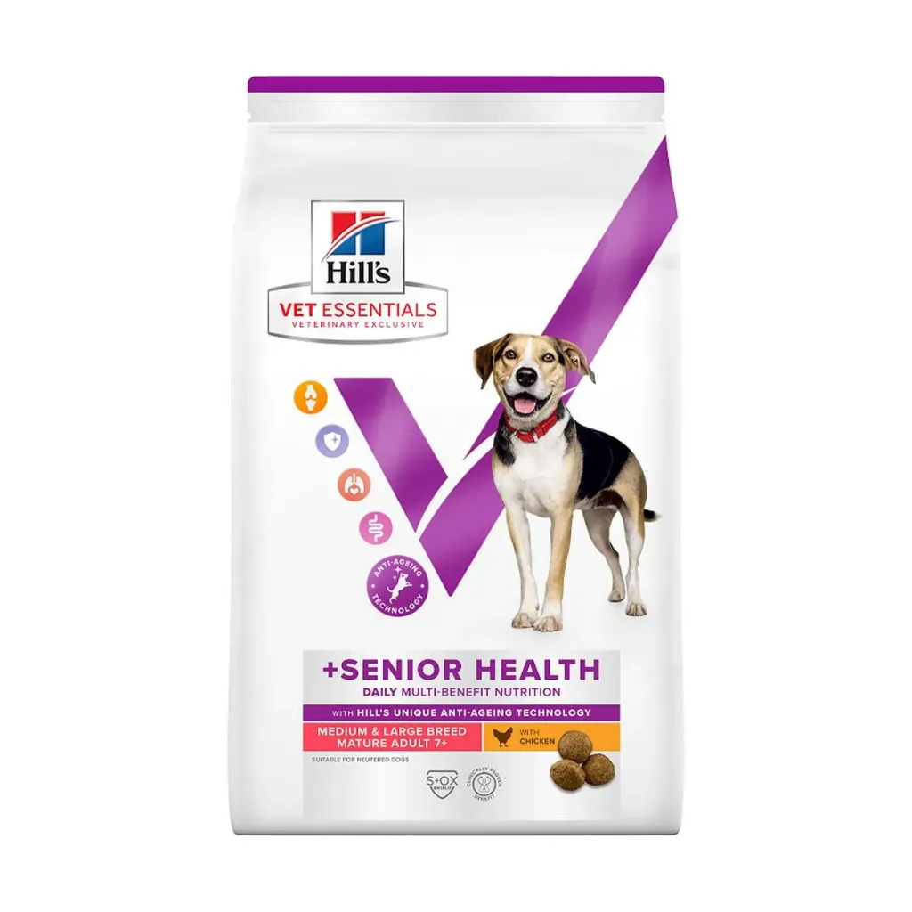 HILL'S VET ESSENTIALS +Senior Health Daily Multi-Benefit Medium & Large Breed Mature Adult 7+ au poulet pour chien - Sac de 10 kg