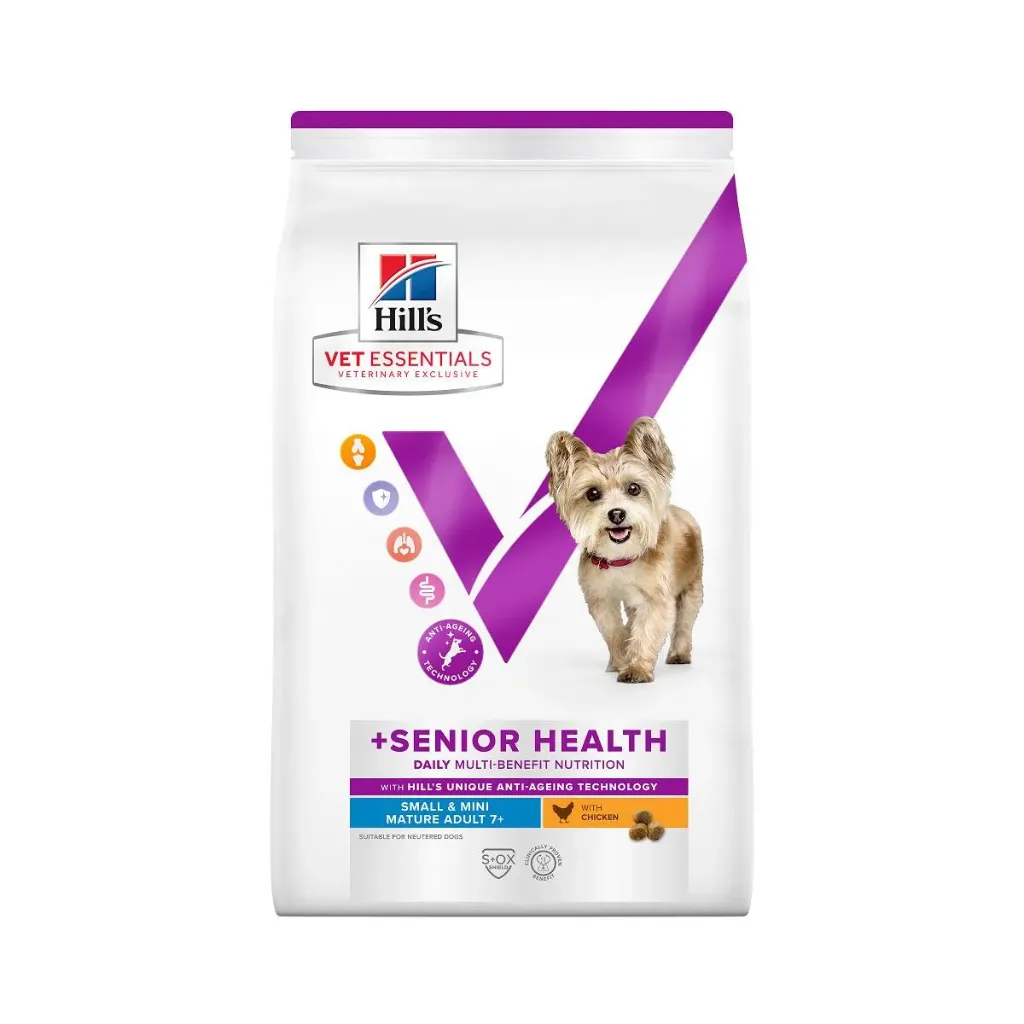 HILL'S VET ESSENTIALS +Senior Health Daily Multi-Benefit Small & Mini Mature Adult 7+ au poulet pour chien - Sac de 2 kg