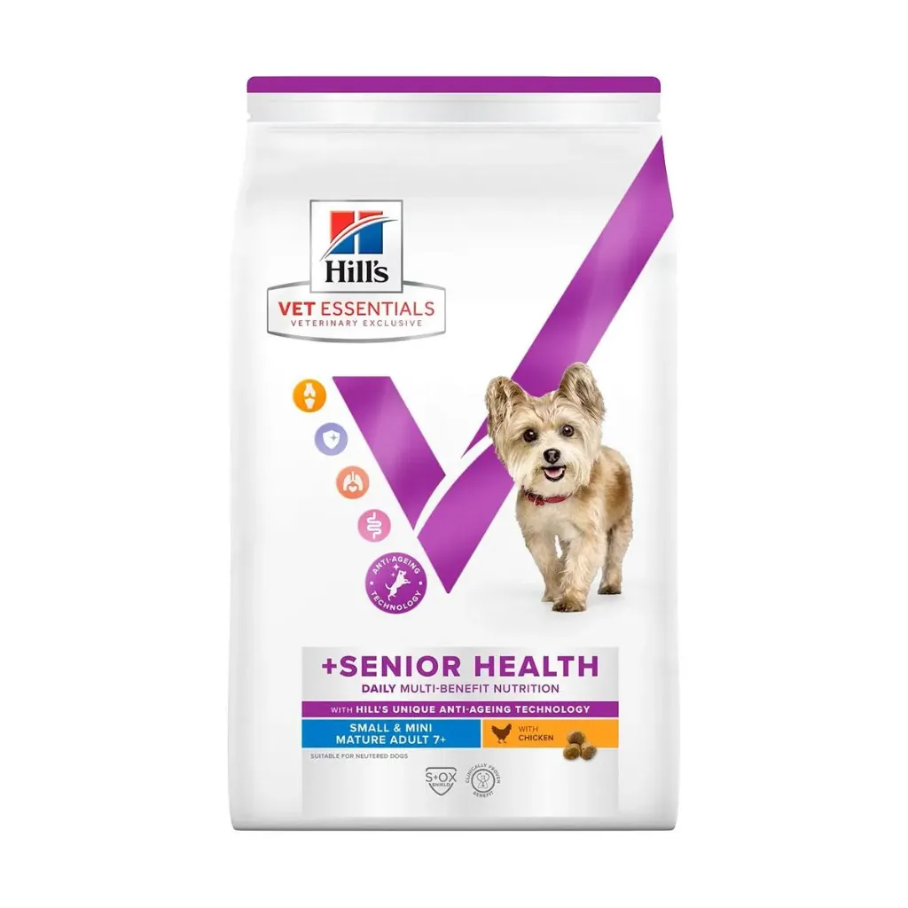 HILL'S VET ESSENTIALS +Senior Health Daily Multi-Benefit Small & Mini Mature Adult 7+ au poulet pour chien - Sac de 7 kg