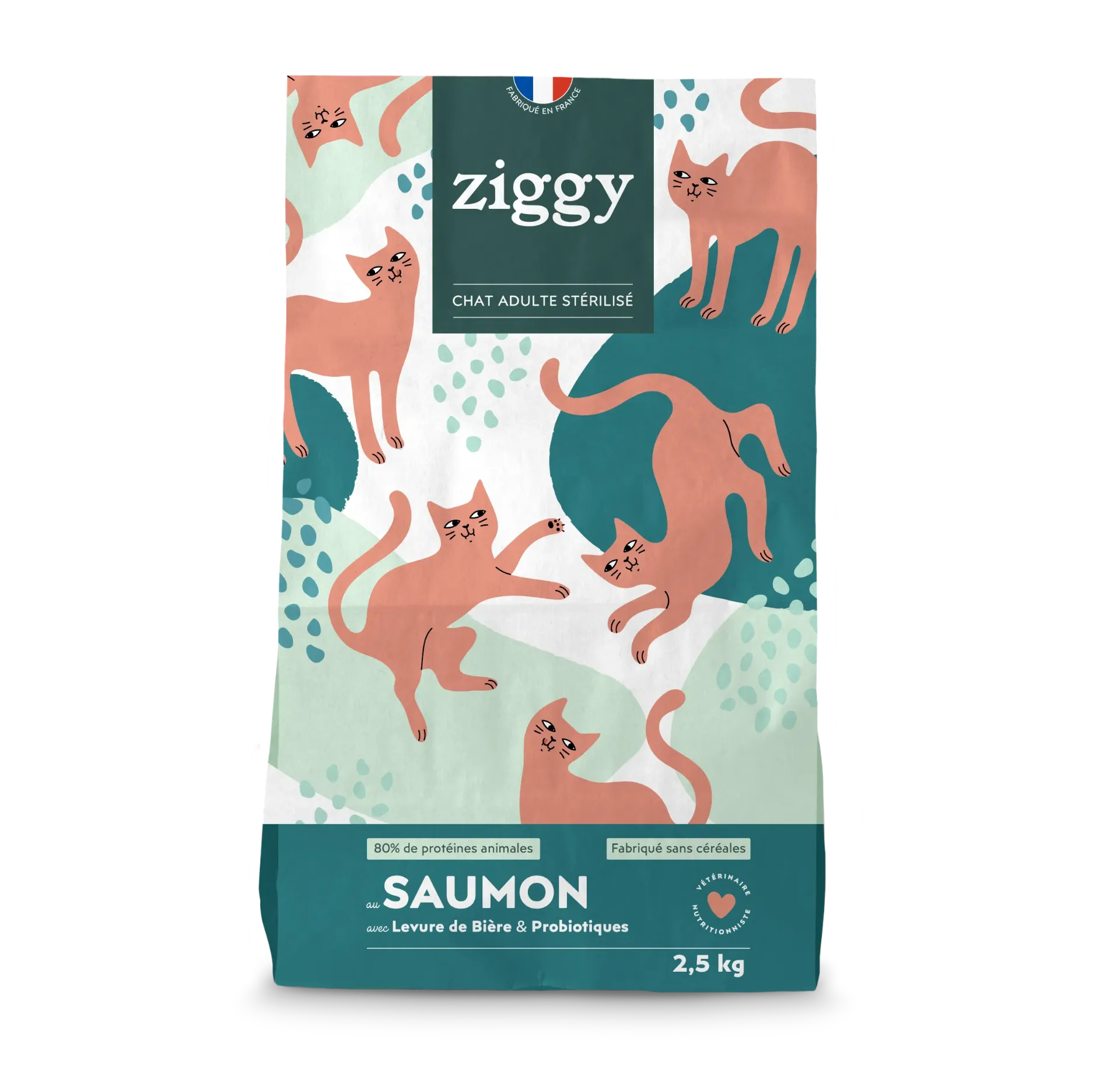 ZIGGY Croquettes Chat Stérilisé Sans Céréales au Saumon - 2.5kg