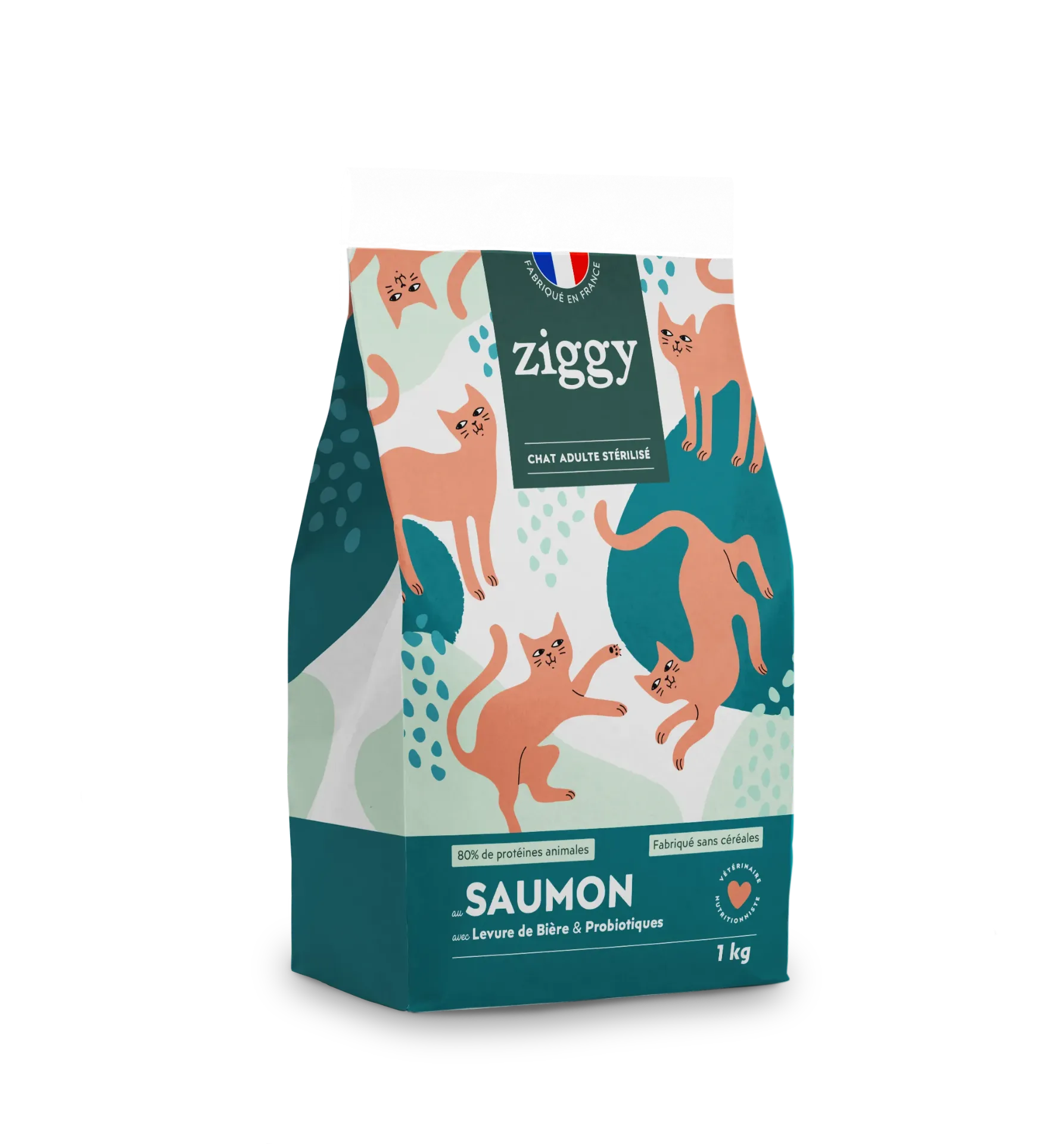 ZIGGY Croquettes Chat Stérilisé Sans Céréales au Saumon- 1kg