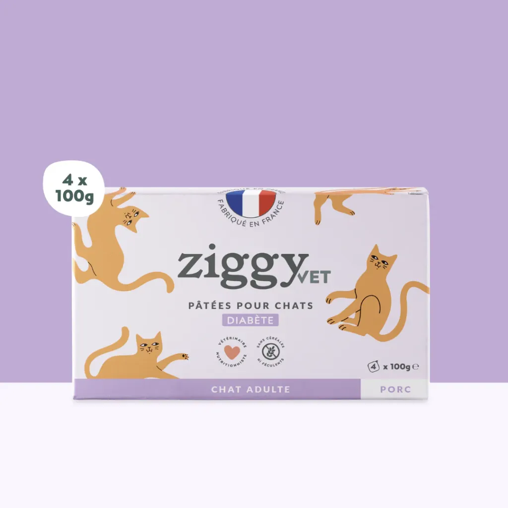 ZIGGY Pâtée Chat Adulte Diabète Porc - 4x100g