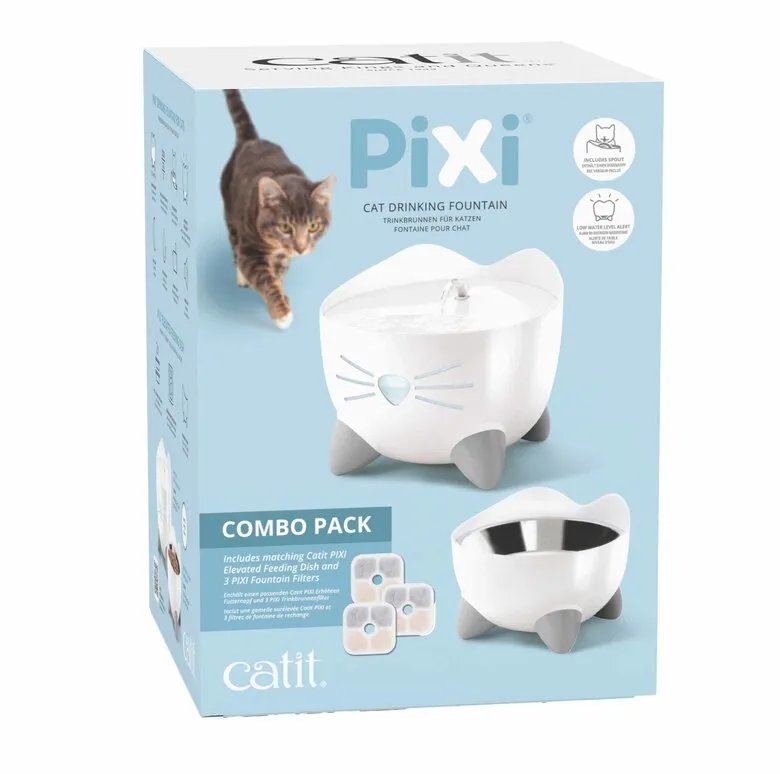 Catit - Fontaine + Gamelle Pixi Combo pack pour Chats (Blanc)