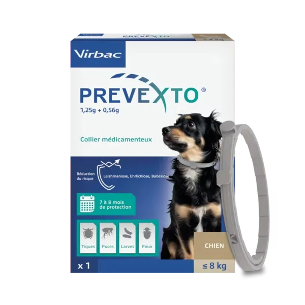 Prevexto Collier Antiparasitaire pour Chiens < 8kg