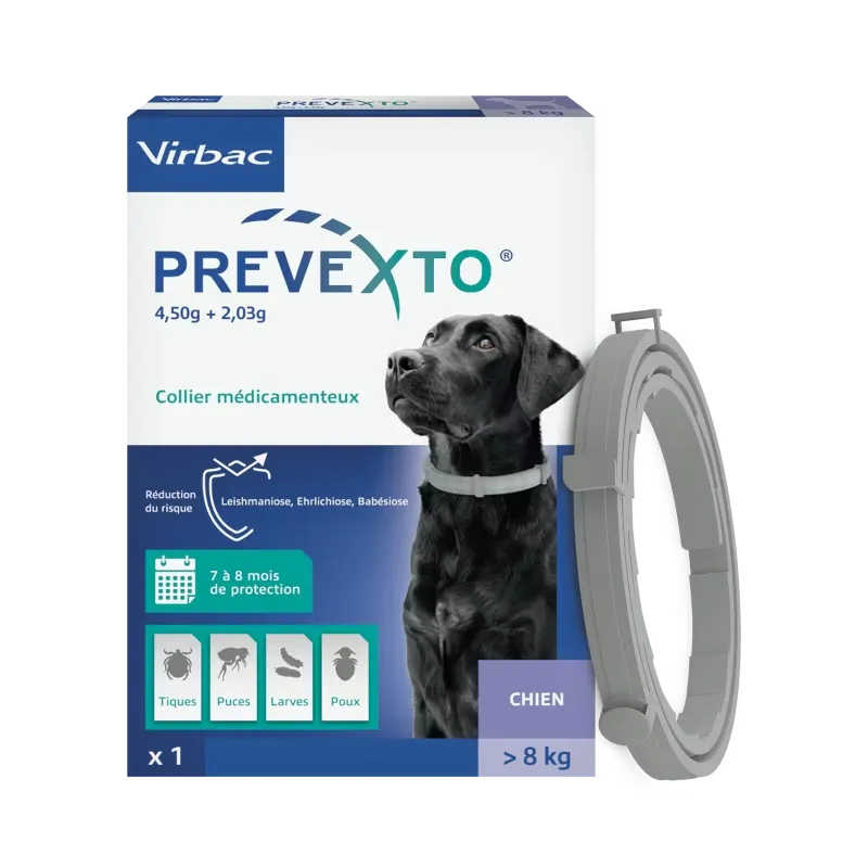 Prevexto Collier Antiparasitaire pour Chiens > 8kg