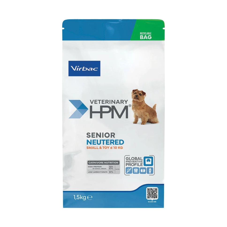 VIRBAC VETERINARY HPM Neutered Small & Toy Senior +10 ans pour chien 1.5kg