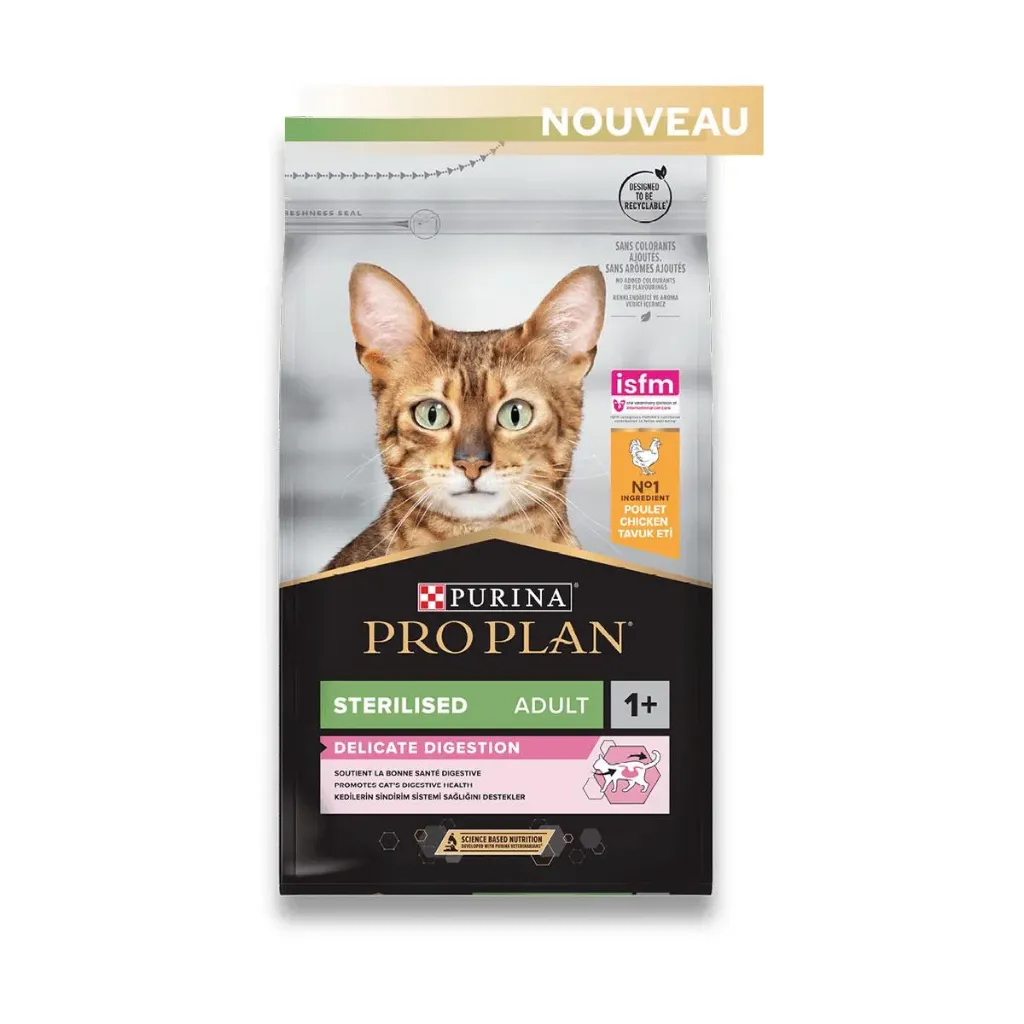 [10366] PURINA PRO PLAN Delicate Digestion Sterilised Adult 1+ au poulet pour chat - Sac de 3 kg