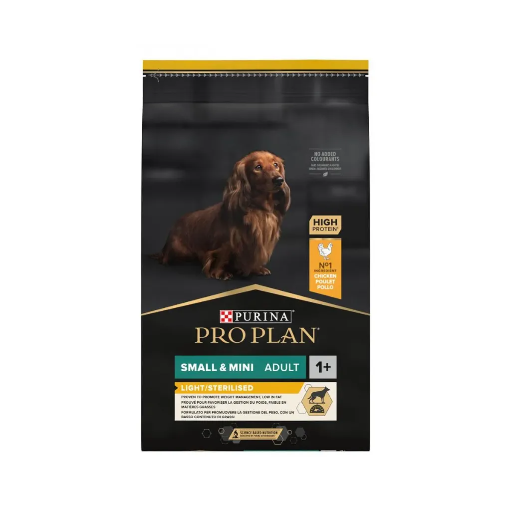 PURINA PRO PLAN Light/Sterilised Small & Mini Adult 1+ au poulet pour chien - Sac de 3 kg