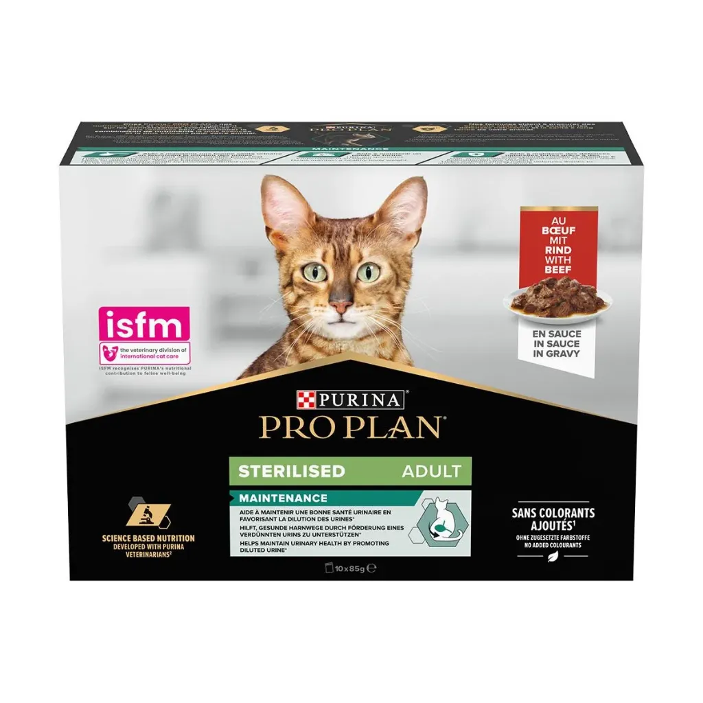 PURINA PRO PLAN Maintenance Sterilised Adult au boeuf pour chat - 10 sachets de 85 g