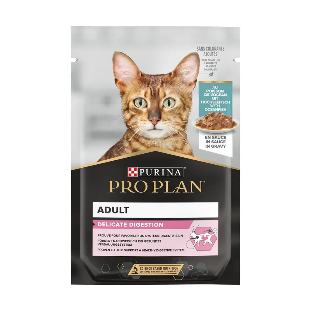 [16276] PURINA PRO PLAN Delicate Digestion Adult au poisson pour chat - 26 sachets de 85 g