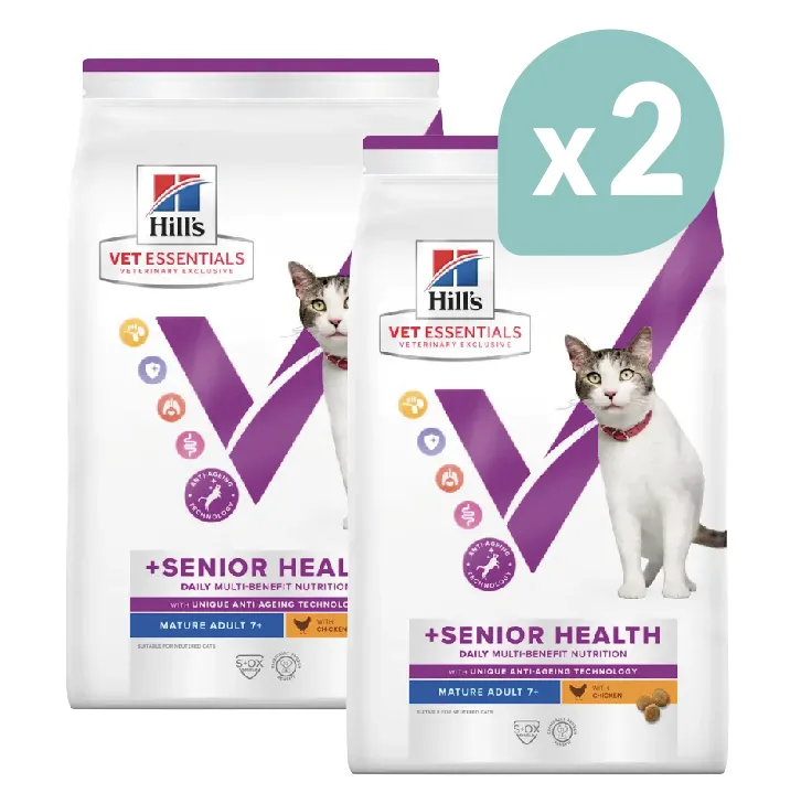 [16147] HILL'S VET ESSENTIALS +Senior Health Daily Multi-Benefit Mature Adult 7+ au poulet pour chat - 2x3kg