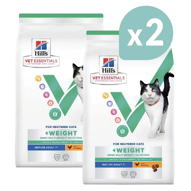HILL'S VET ESSENTIALS For Neutered Cats +Weight Daily Multi-Benefit Mature Adult 7+ au poulet pour chat - 2x3kg