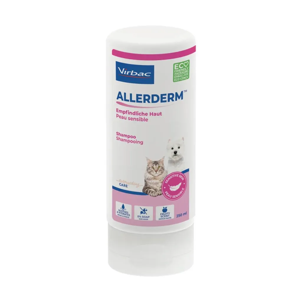 VIRBAC ALLERDERM Shampooing peau sensible pour chien & chat - Flacon de 250 ml