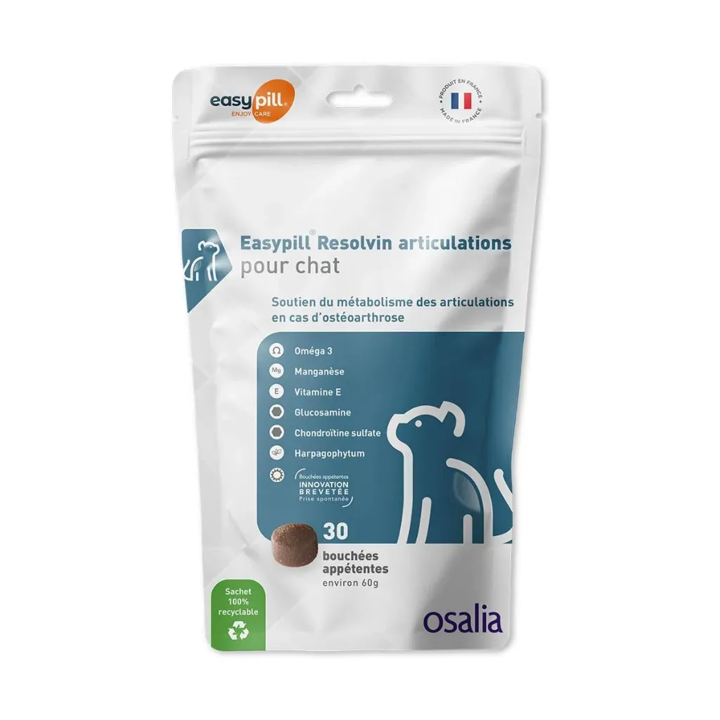 [10531] OSALIA EASYPILL Resolvin Articulations pour chat - Sachet de 60 g (30 boulettes environ)