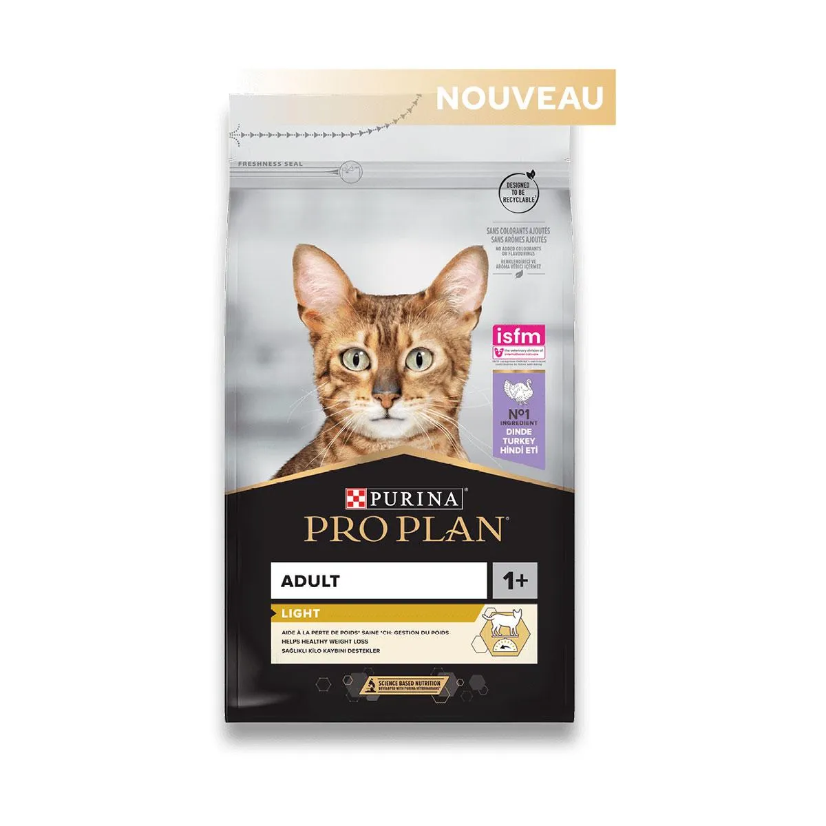 PURINA PRO PLAN Light Adult 1+ à la dinde pour chat - Sac de 10 kg