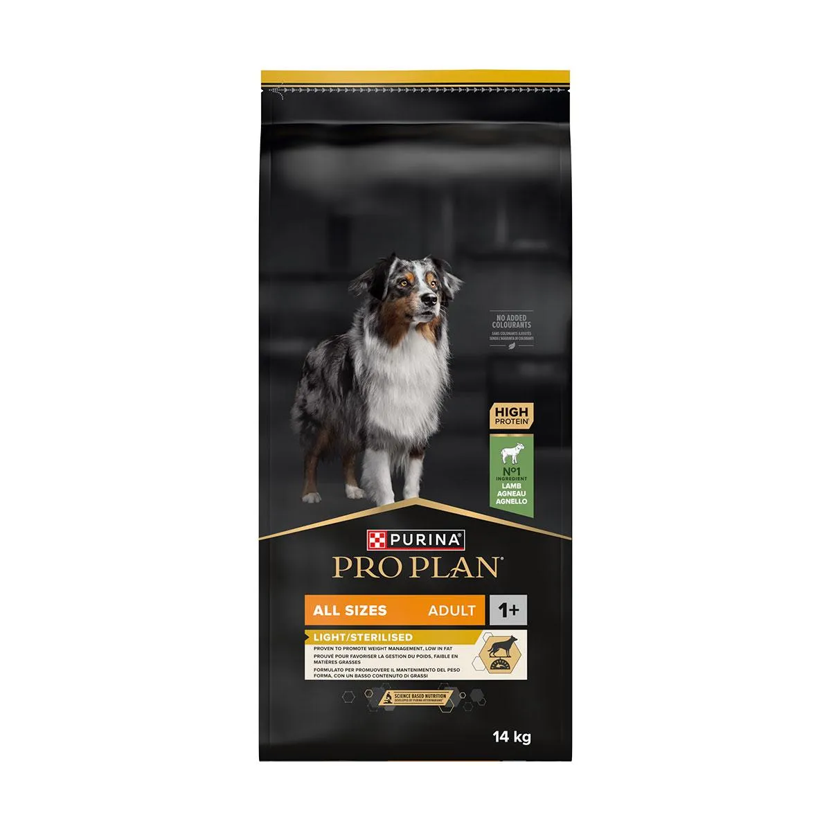 [16426] PURINA PRO PLAN Light/Sterilised All Sizes Adult 1+ à l'agneau pour chien - Sac de 14 kg