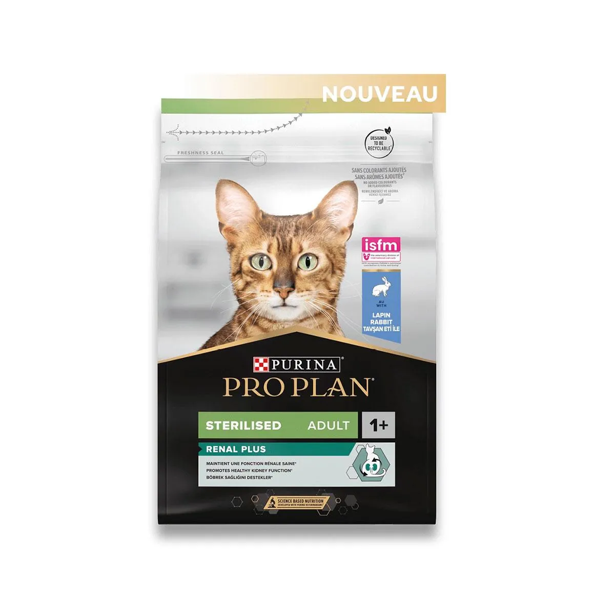 [75664] PURINA PRO PLAN Renal Plus Sterilised Adult 1+ au lapin pour chat - Sac de 3 kg