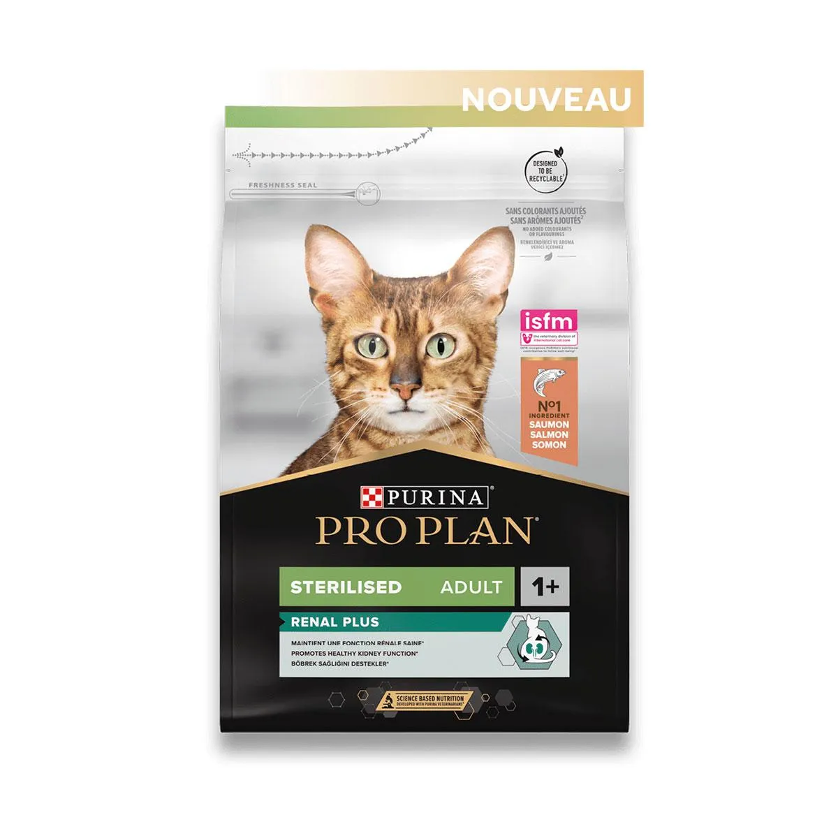 PURINA PRO PLAN Renal Plus Sterilised Adult 1+ au saumon pour chat - Sac de 3 kg