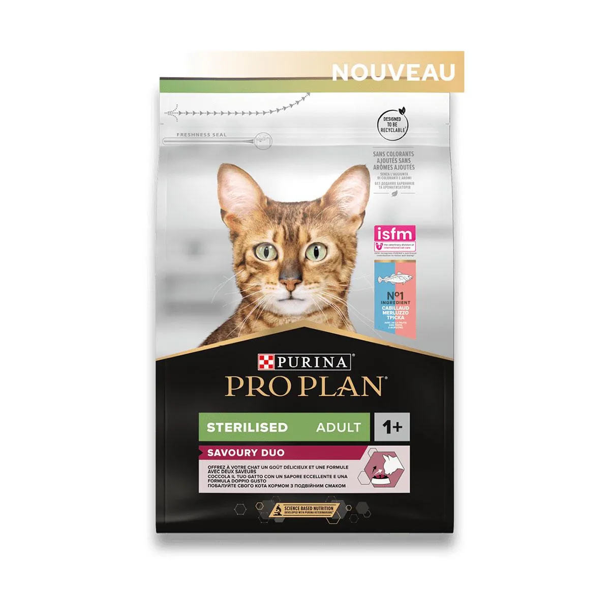 [12607] PURINA PRO PLAN Savoury Duo Sterilised Adult 1+ au cabillaud & à la truite pour chat - Sac de 3 kg