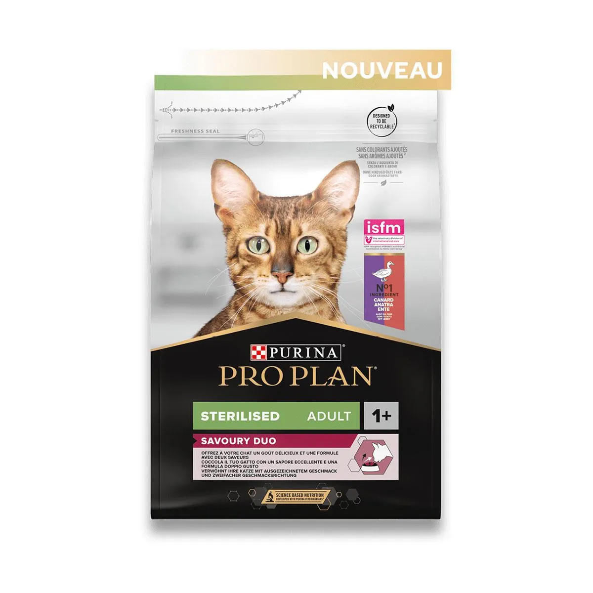 PURINA PRO PLAN Savoury Duo Sterilised Adult 1+ au canard pour chat - Sac de 3 kg