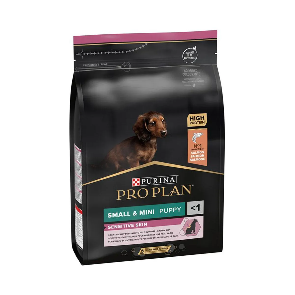 PURINA PRO PLAN Sensitive Skin Small & Mini Puppy <1 au saumon pour chien - Sac de 3 kg
