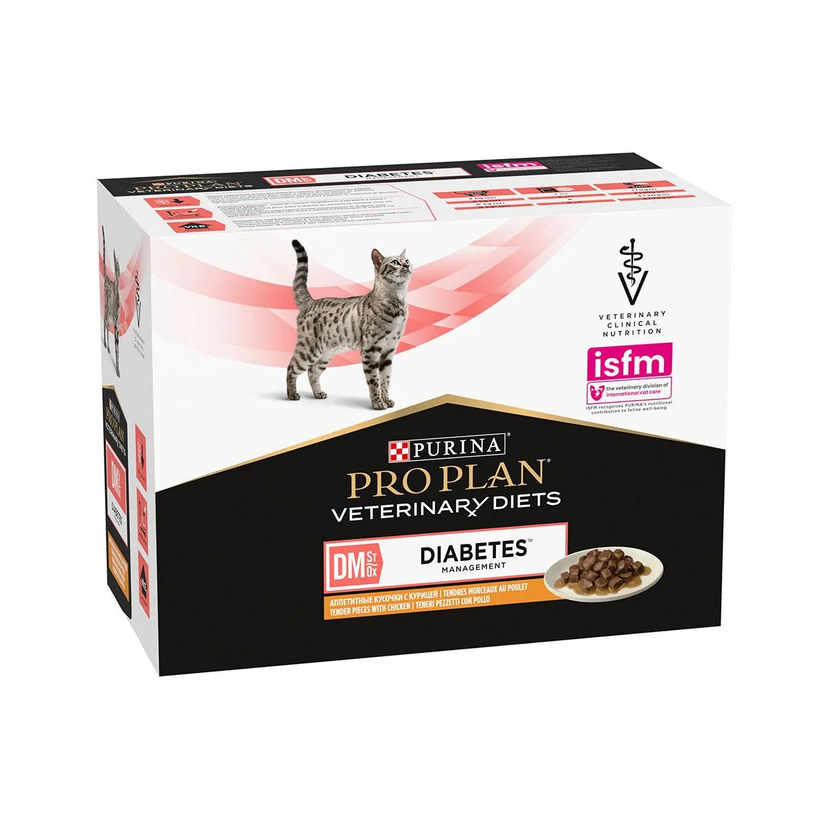PURINA PRO PLAN VETERINARY DIETS DM St/Ox Diabetes Management au poulet pour chat - 10 sachets de 85 g