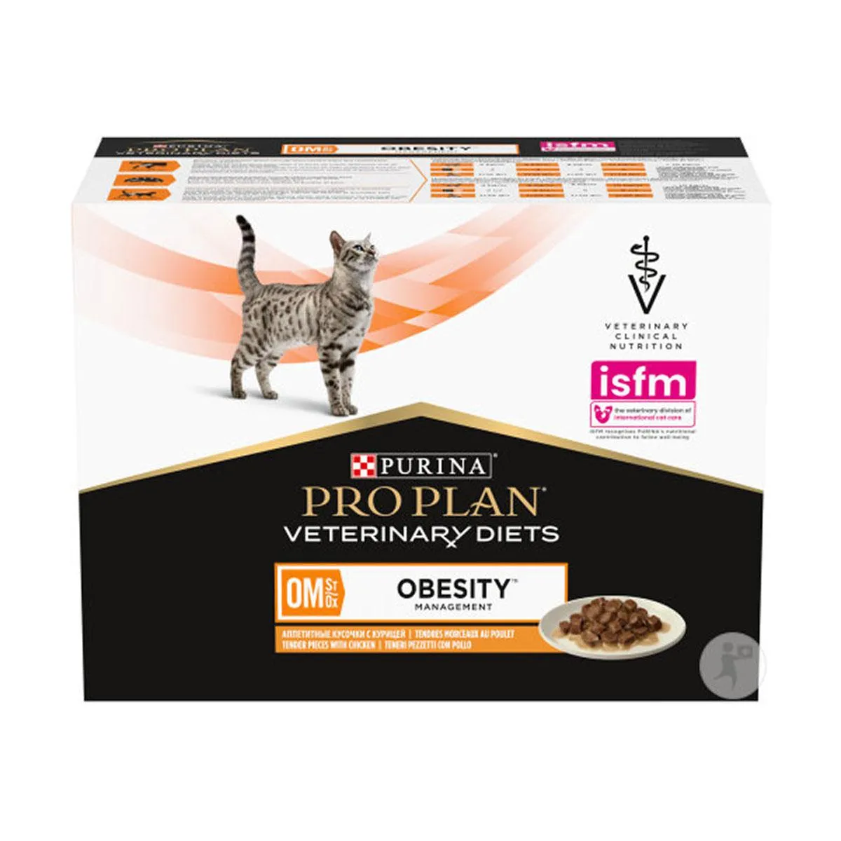 [76803] PURINA PRO PLAN VETERINARY DIETS OM St/Ox Obesity Management au poulet pour chat - 10 sachets de 85 g
