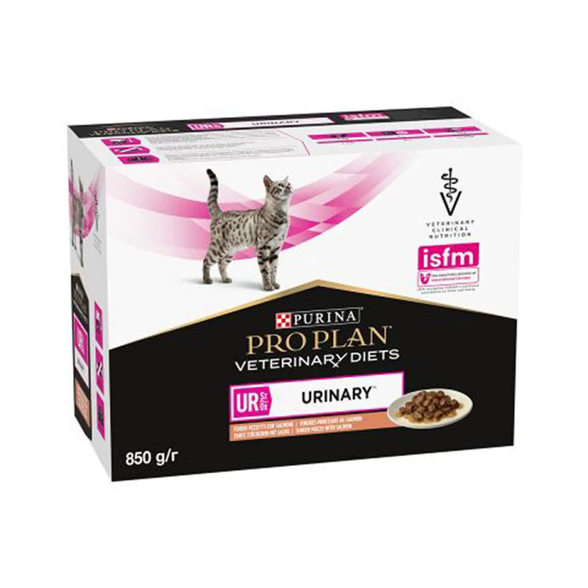 [76822] PURINA PRO PLAN VETERINARY DIETS UR St/Ox Urinary au saumon pour chat - 10 sachets de 85 g