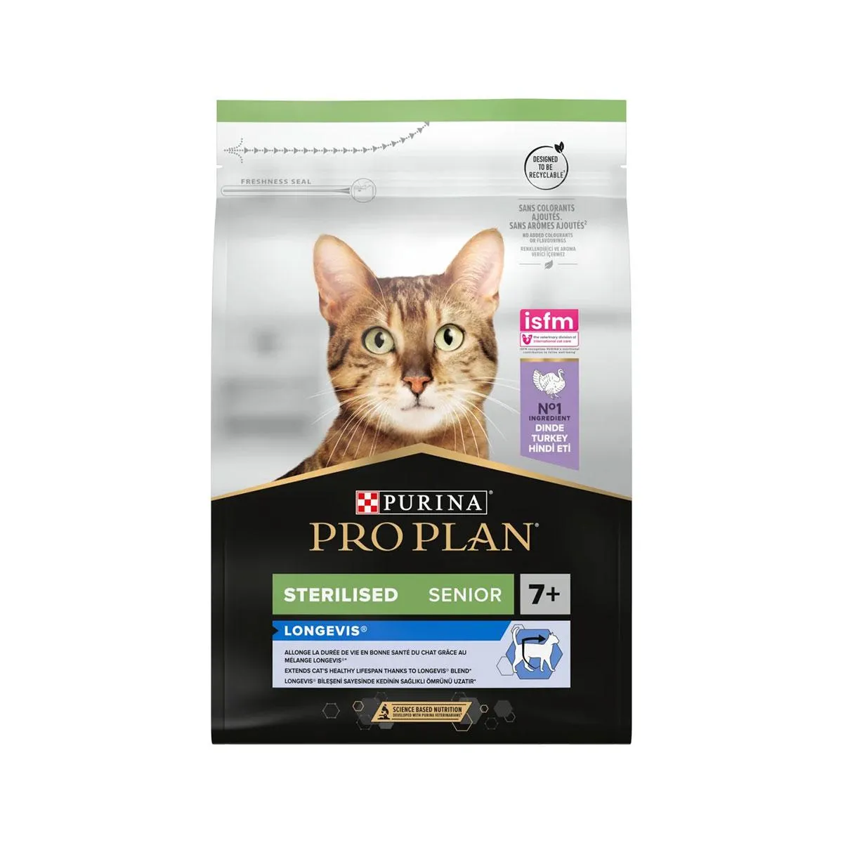 PURINA PROPLAN Longevis Sterilised Senior 7+ à la dinde pour chat - Sac de 1,5 kg