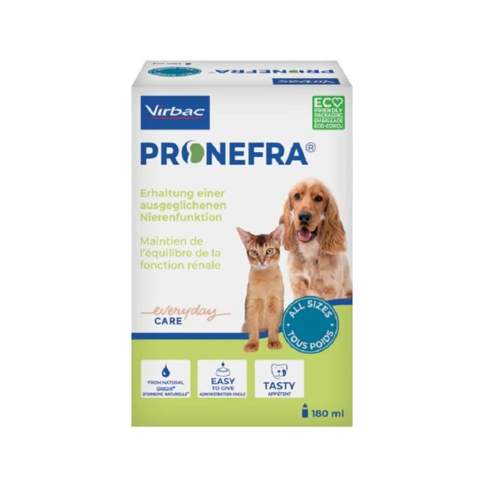 [34964/1854210] VIRBAC PRONEFRA Fonction Rénale pour chien & chat - Flacon de 180 ml