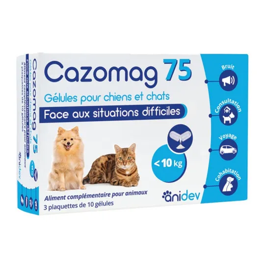 Anidev Cazomag 75 - compléments apaisants anti-stress petit chien & chat <10kg